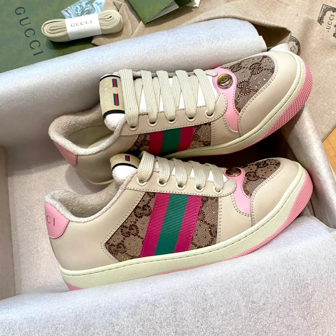 👟👟Ex-factory price 480👟👟 Gucci dirty shoes, the latest rhinestone style in early spring 2023! Super fragrant ~ simple and high-end color matching, bulingbuling can't refuse! New style, not old style! Size: Female 34-40